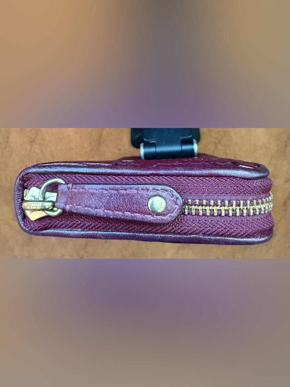 Coach Madison Gathered Leather Zip Around Wallet Burgundy Accordion VGUC - Picture 7 of 14